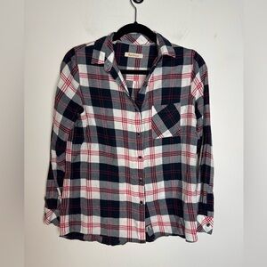 Barbour plaid button down size 6 red white blue